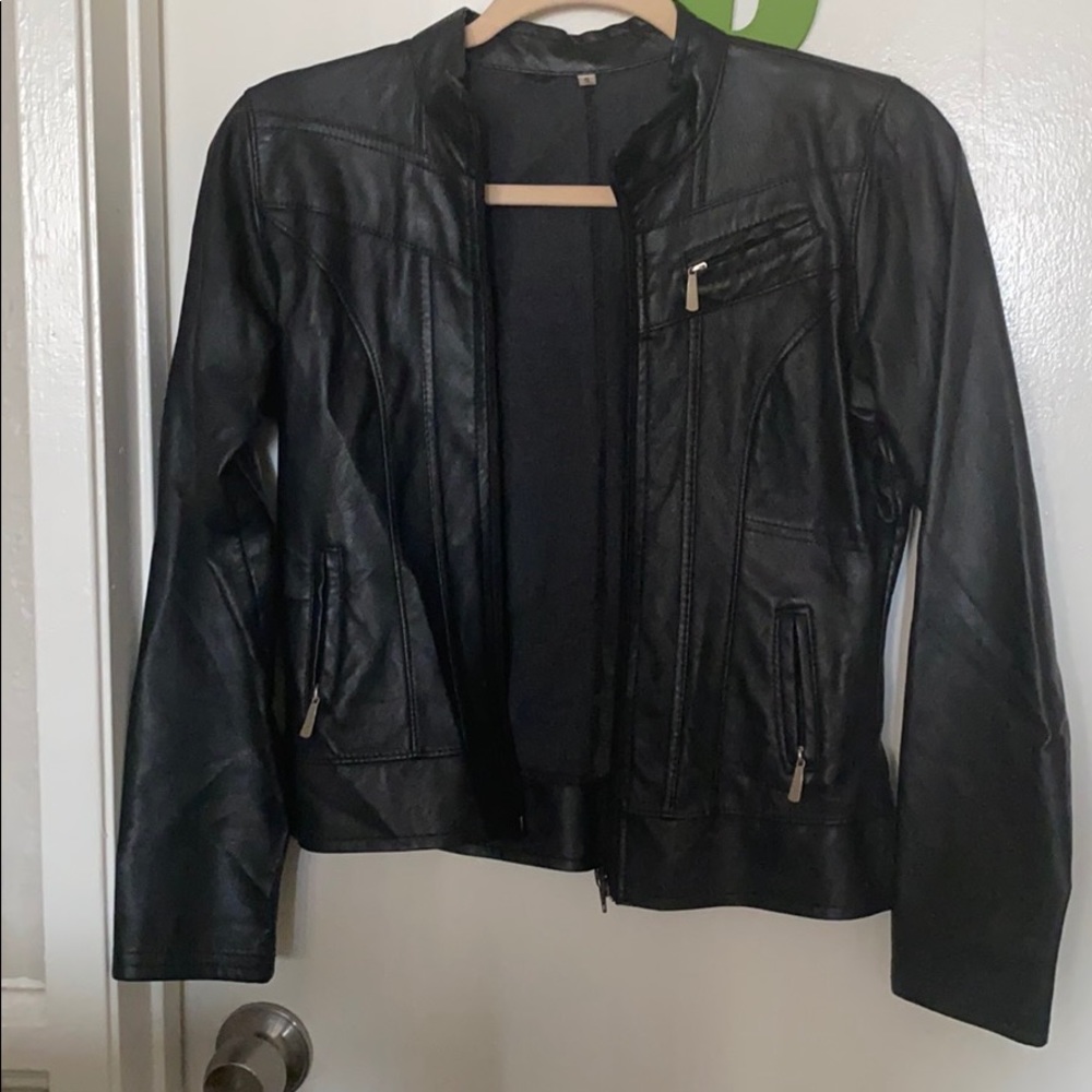 Black Leather Type Jacket